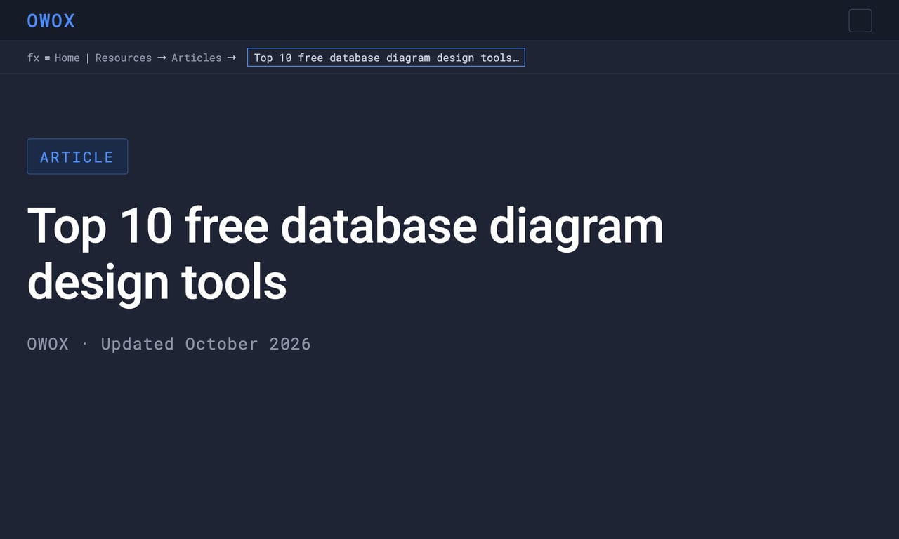 Top 10 free database diagram design tools