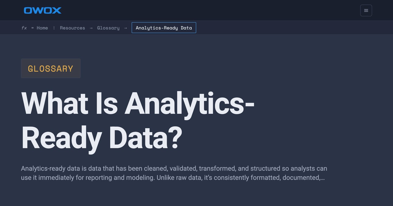 Analytics-Ready Data