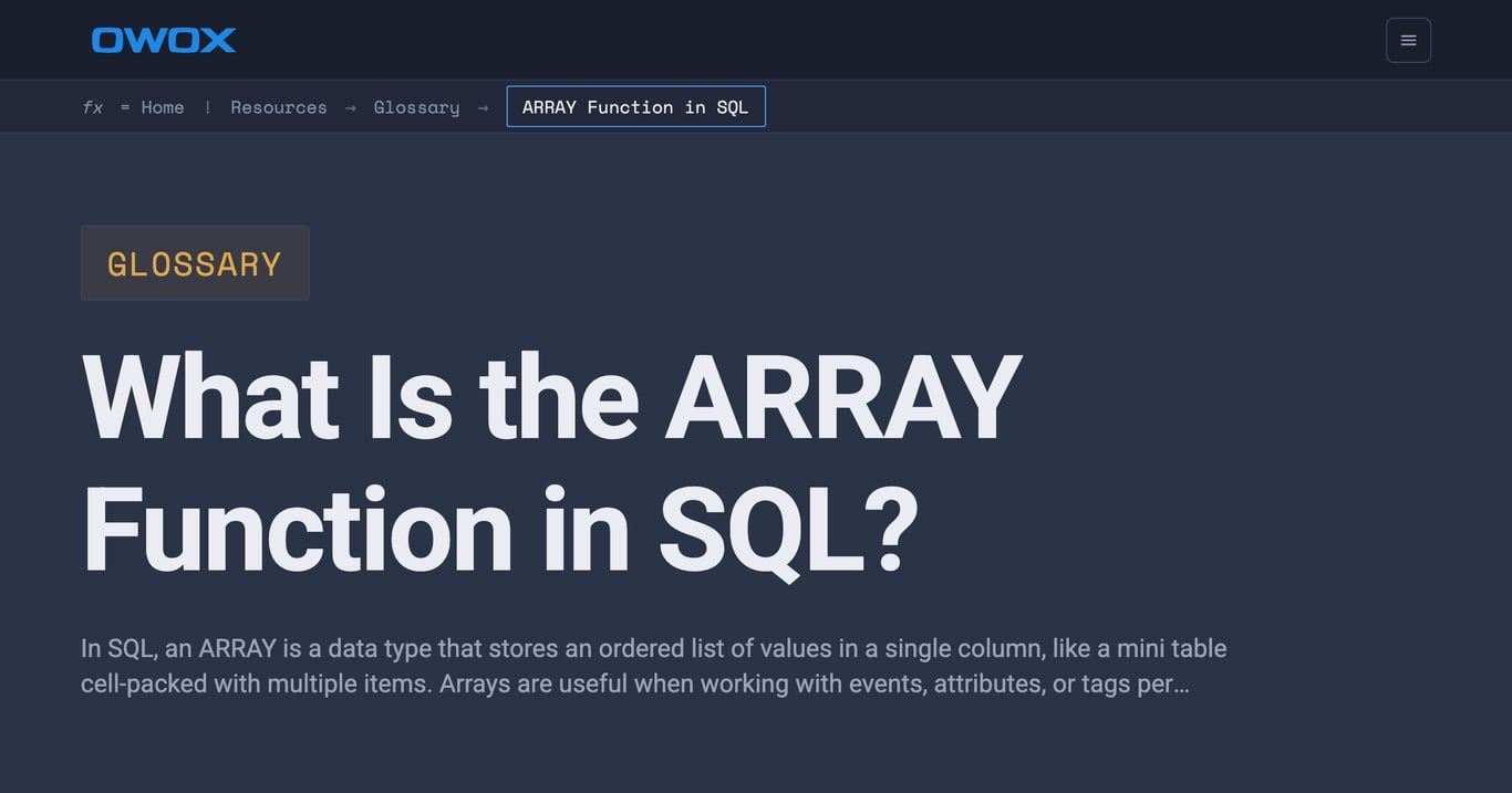 ARRAY in SQL