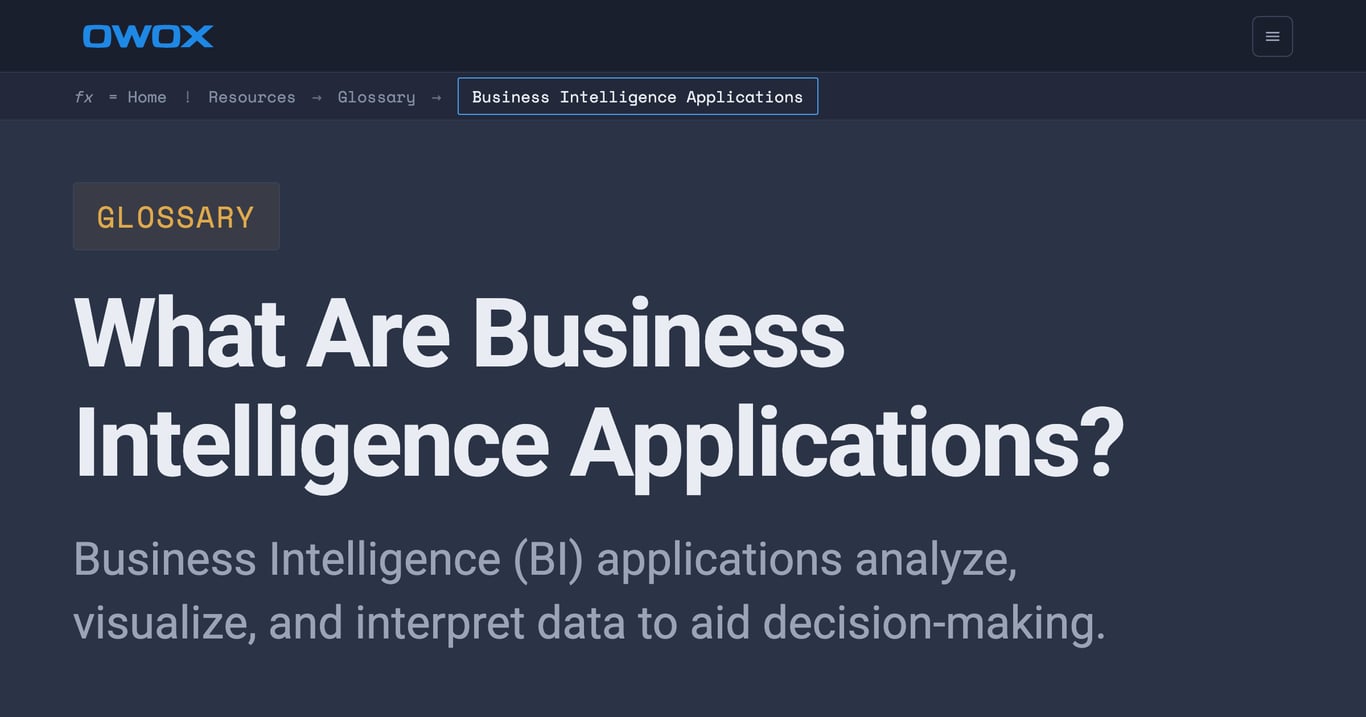 Business Intelligence Applications
