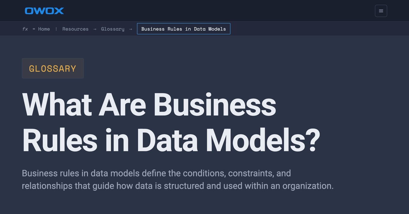 Business Rules in Data Models