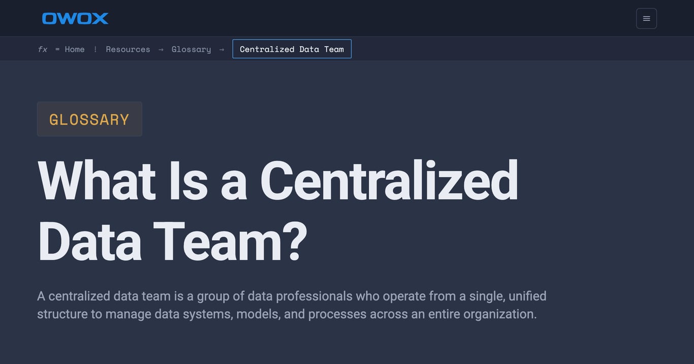 Centralized Data Team
