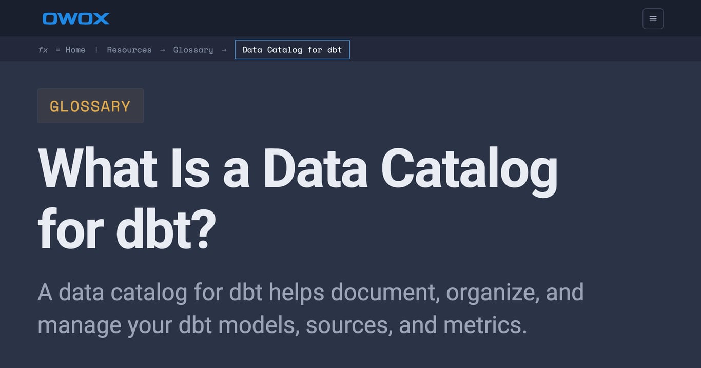 Data Catalog for dbt