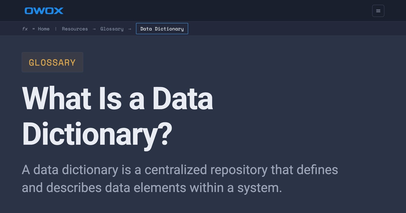Data Dictionary