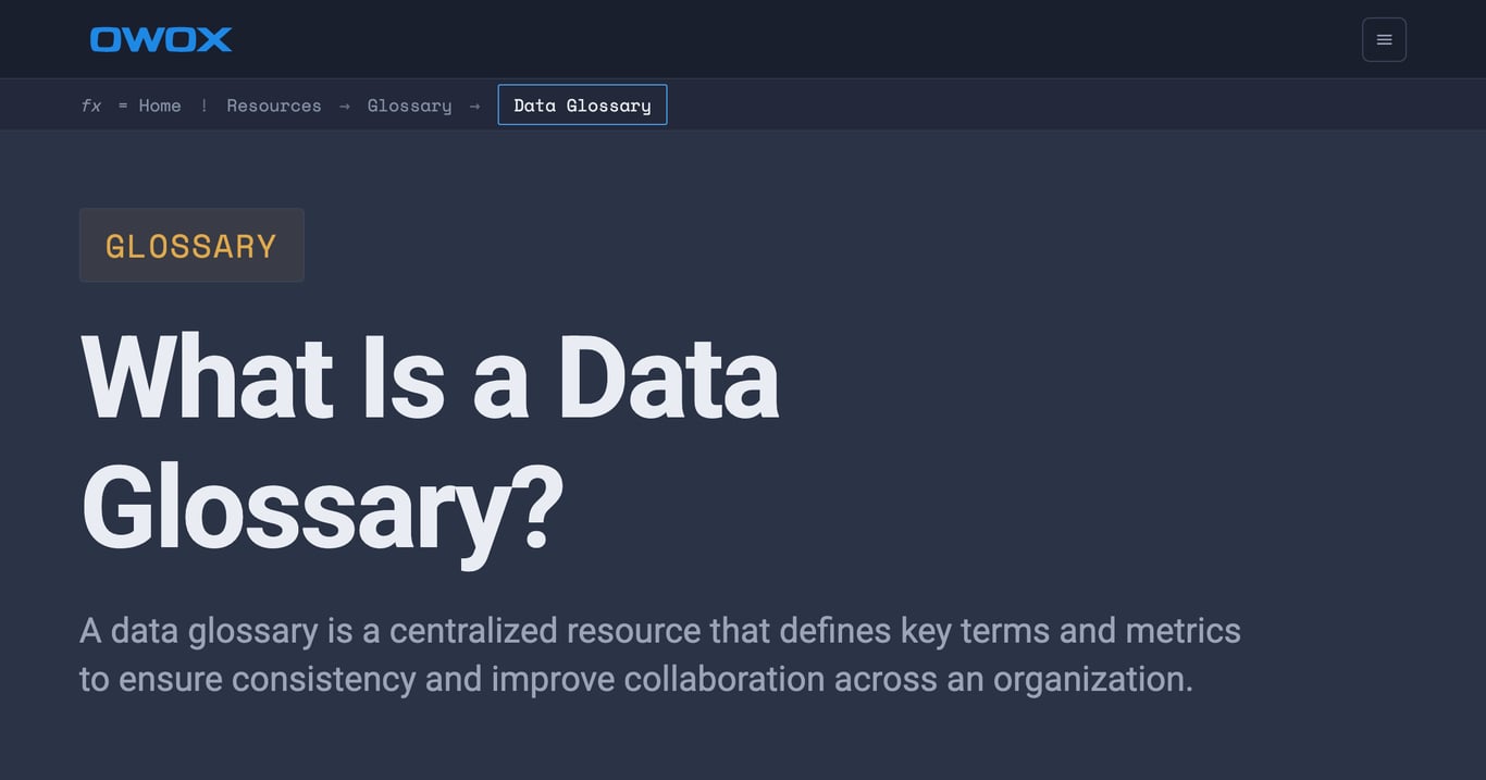 Data Glossary