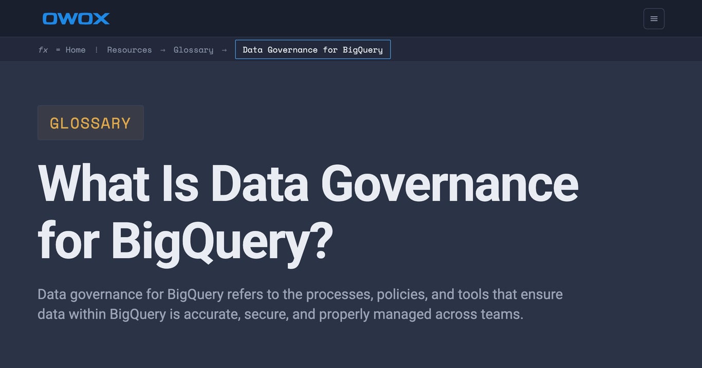 Data Governance for BigQuery