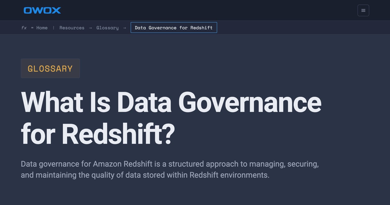 Data Governance for Redshift