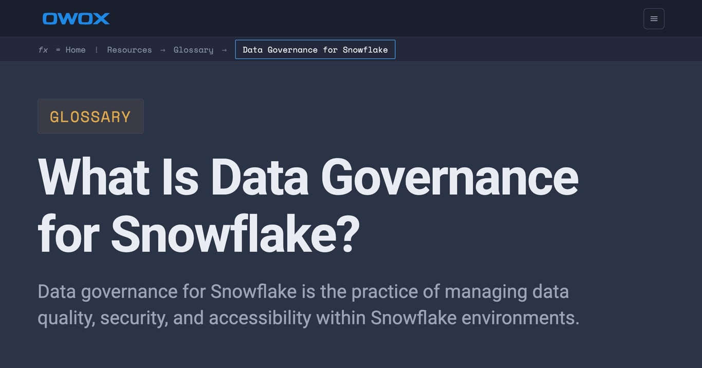 Data Governance for Snowflake