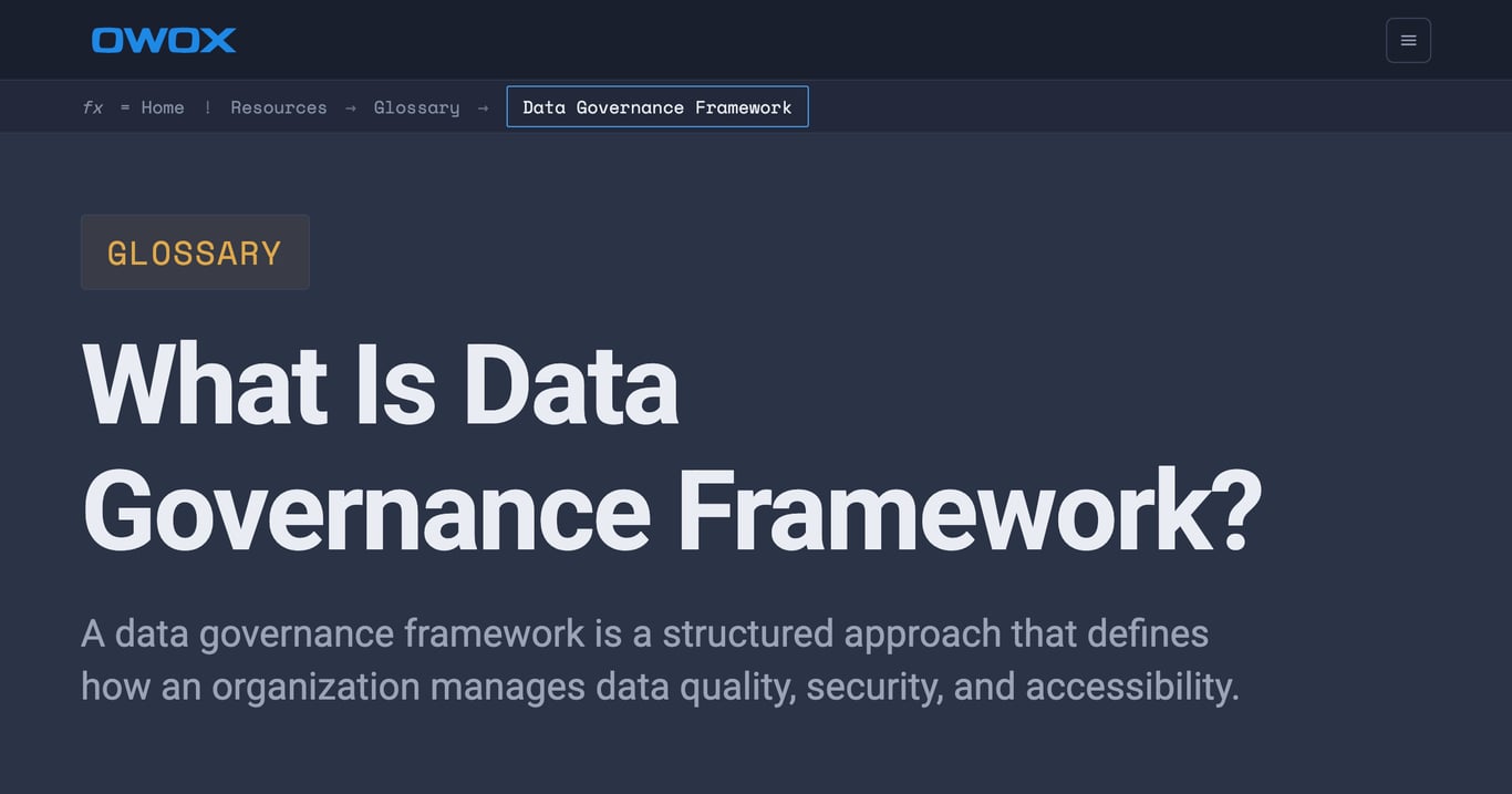 Data Governance Framework