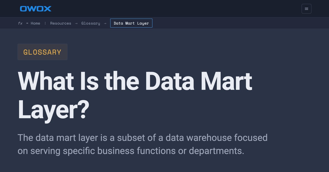 Data Mart Layer
