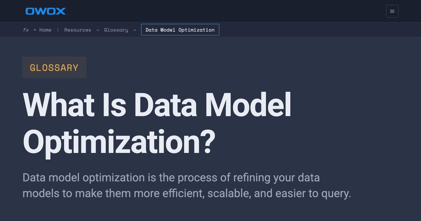 Data Model Optimization