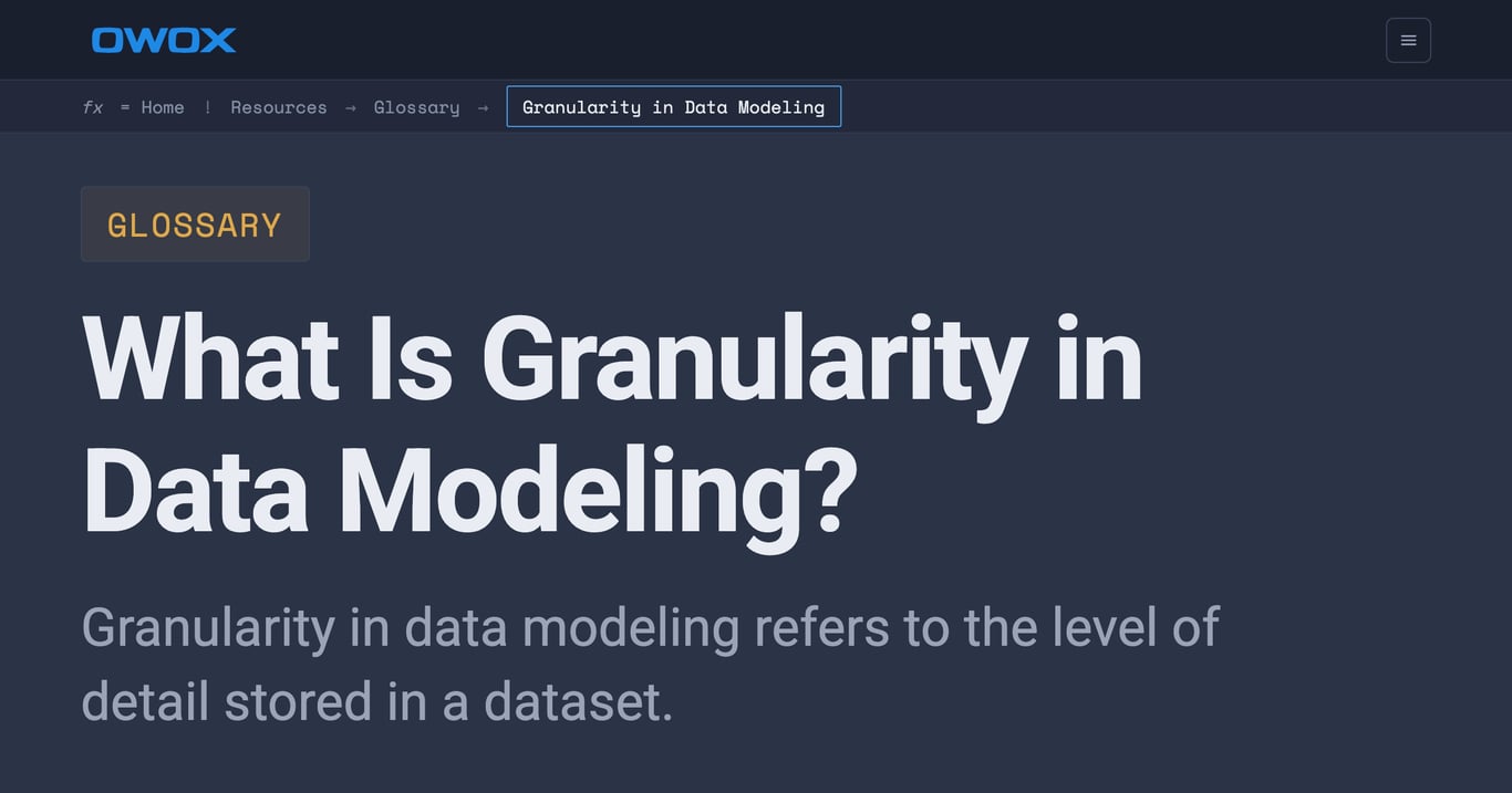 Data Modeling Granularity