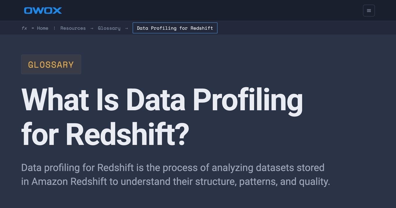 Data Profiling for Redshift