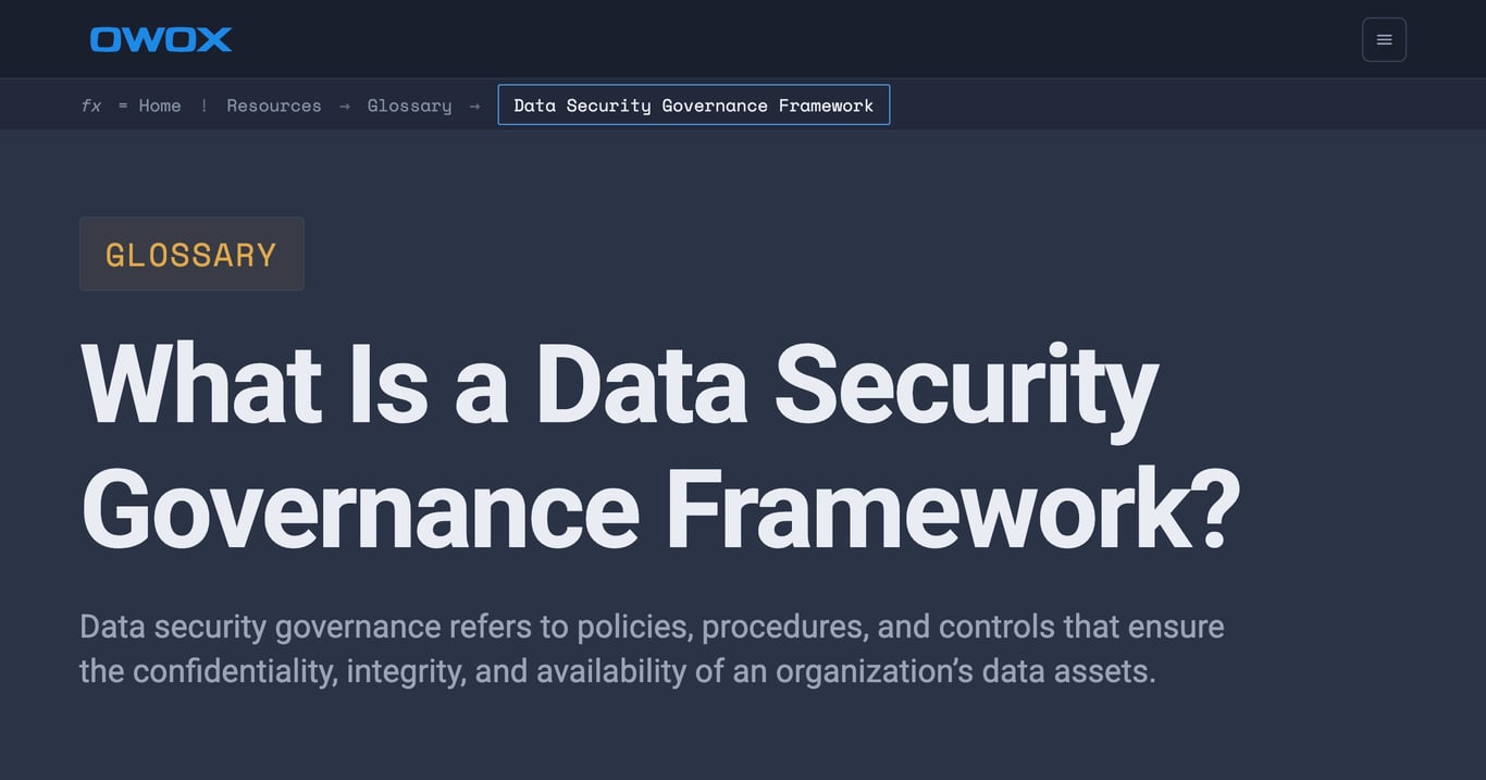 Data Security Governance Framework