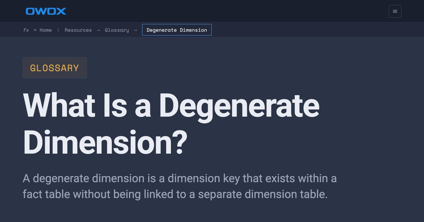 What Is a Degenerate Dimension? Definition