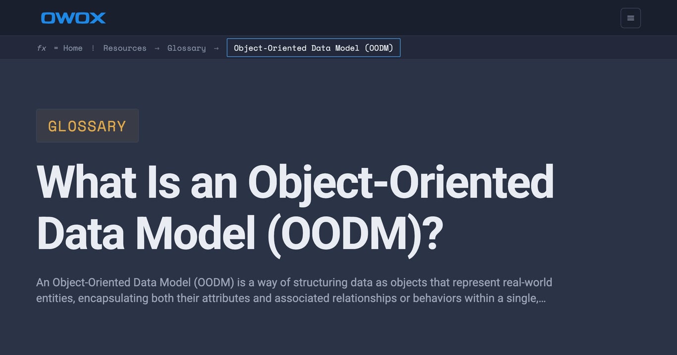 Object-Oriented Data Model (OODM) — Guide | OWOX