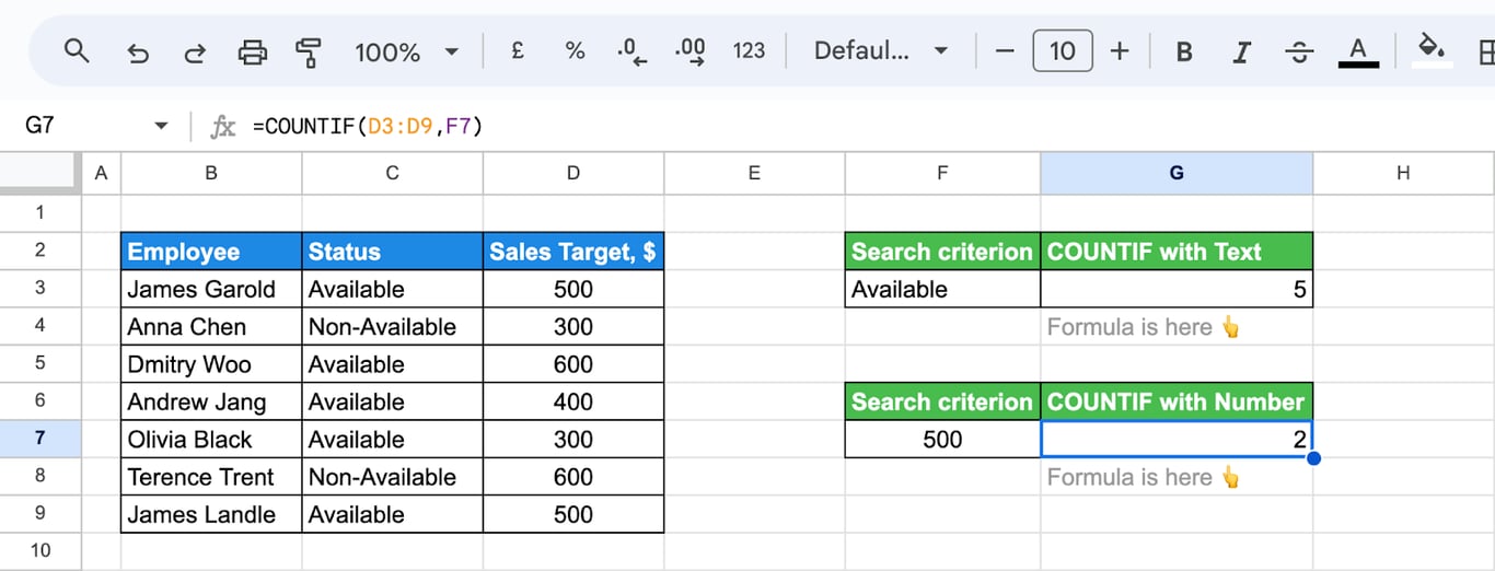 Using COUNTIF to count cells containing both text and numbers with an exact match. i-border