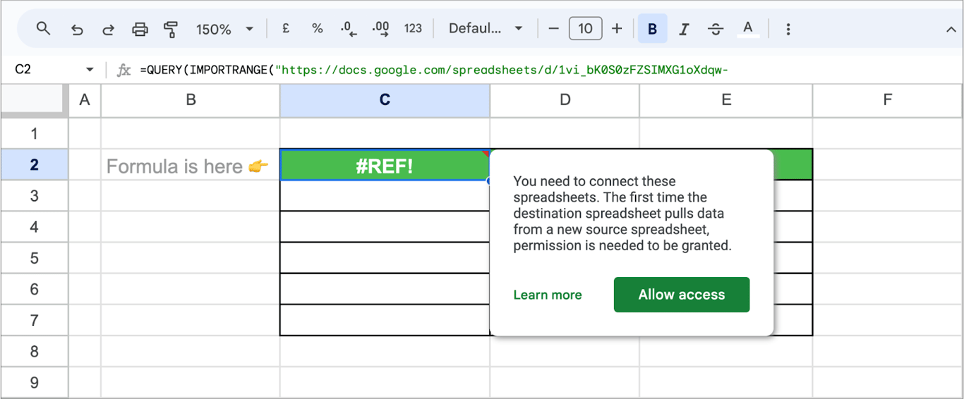 Querying data from another spreadsheet in Google Sheets using the QUERY function. i-border