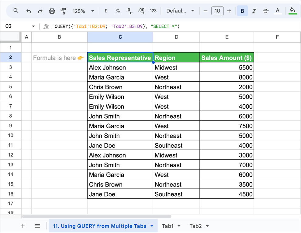 Applying QUERY function across multiple tabs in Google Sheets. i-border