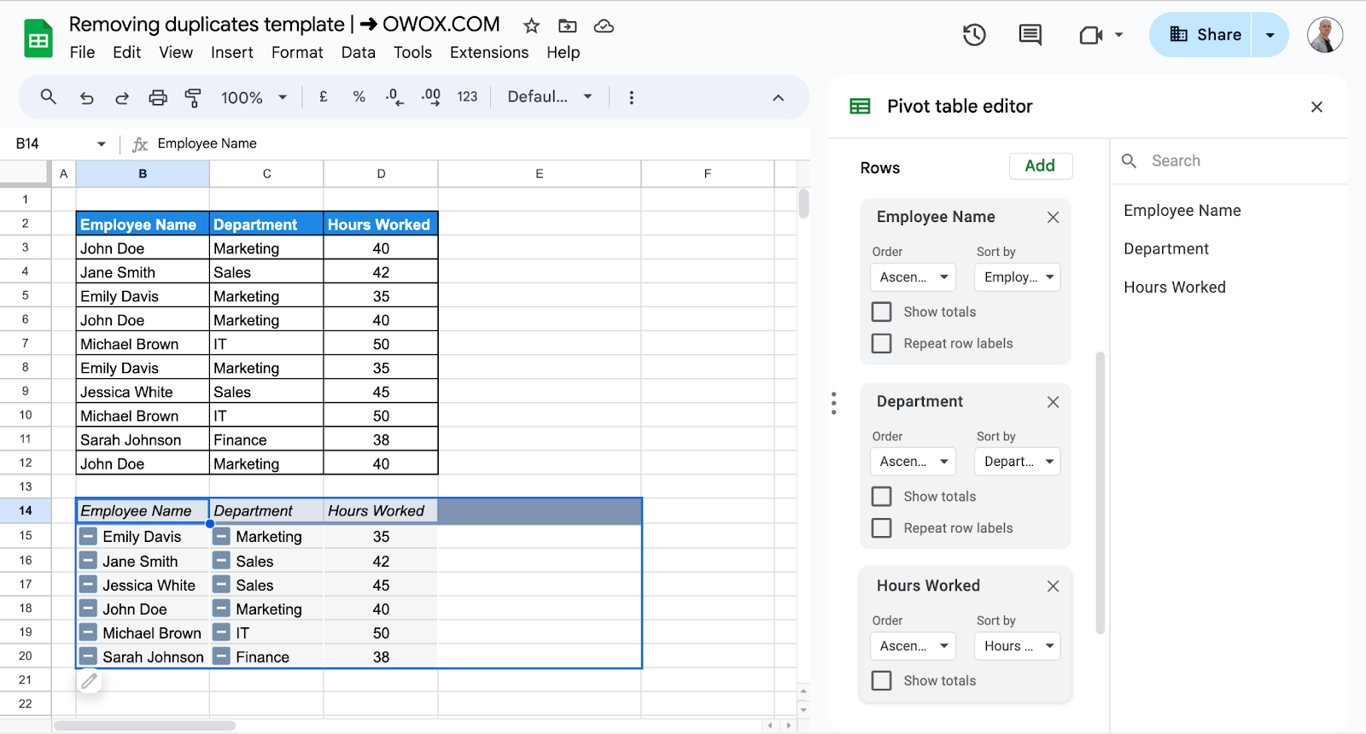 Sorting and filtering pivot table after ‘Show totals’ checkbox is unchecked i-border