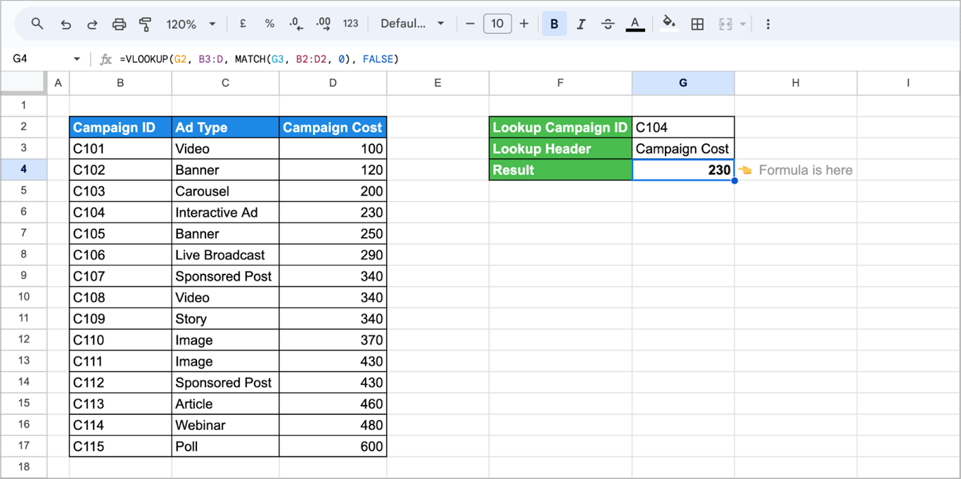 Combining the MATCH function with VLOOKUP in Google Sheets to enhance data retrieval across datasets. i-border