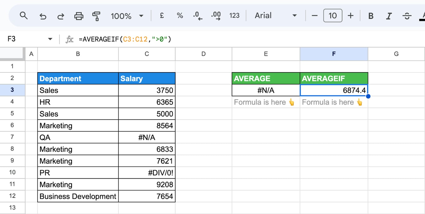 Summarizing error resolutions for average calculations in Google Sheets. i-border