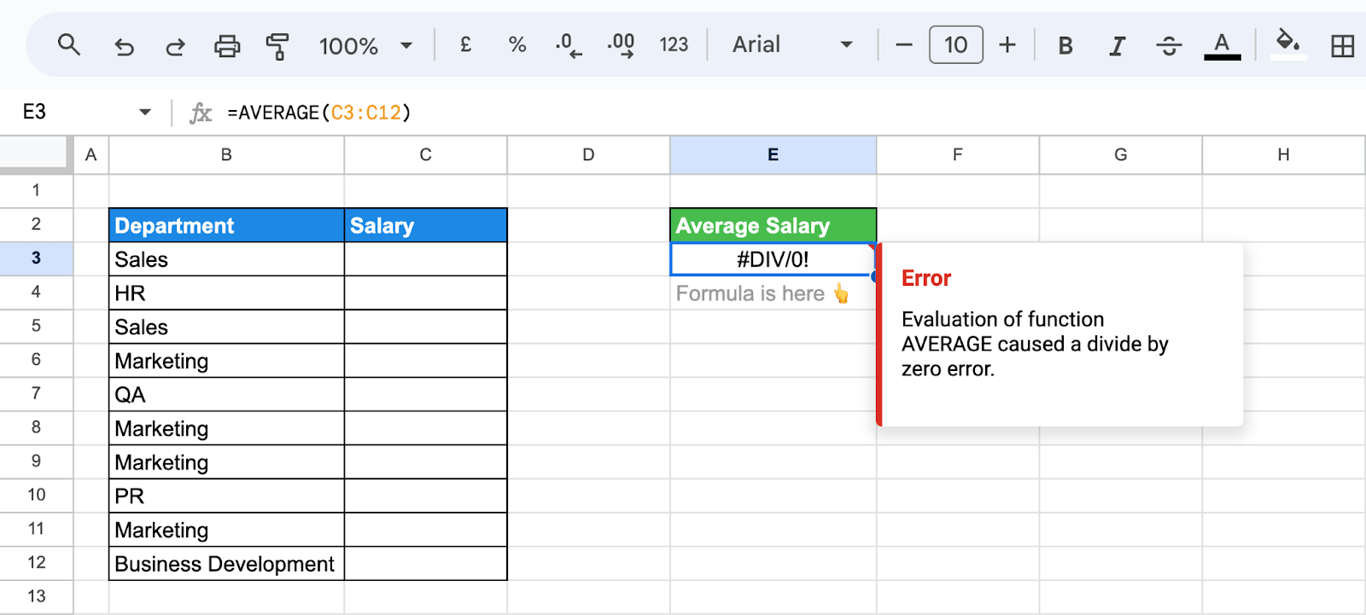 Addressing the #DIV_0! error caused by blank cells in average calculations. i-border