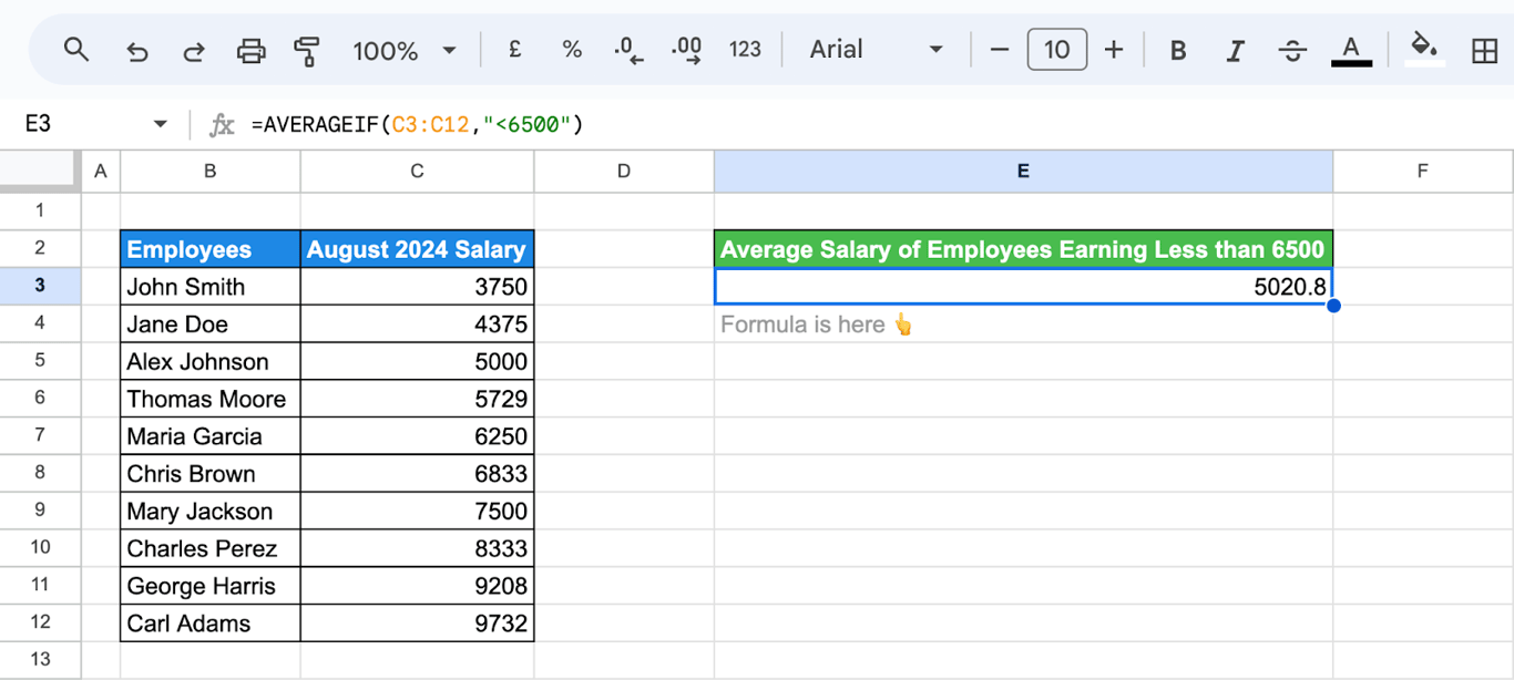 Using comparison operators like greater than or less than in the AVERAGEIF function. i-border