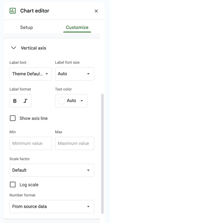 Gridline and tick mark adjustments in Google Sheets for better chart readability. i-border