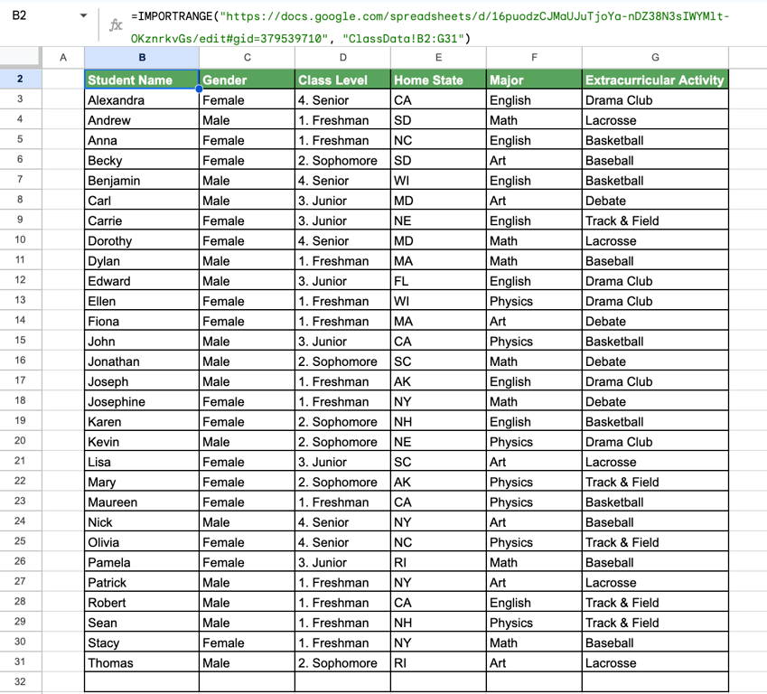 Using the IMPORTRANGE function in Google Sheets for smooth data sharing between different spreadsheets. i-border