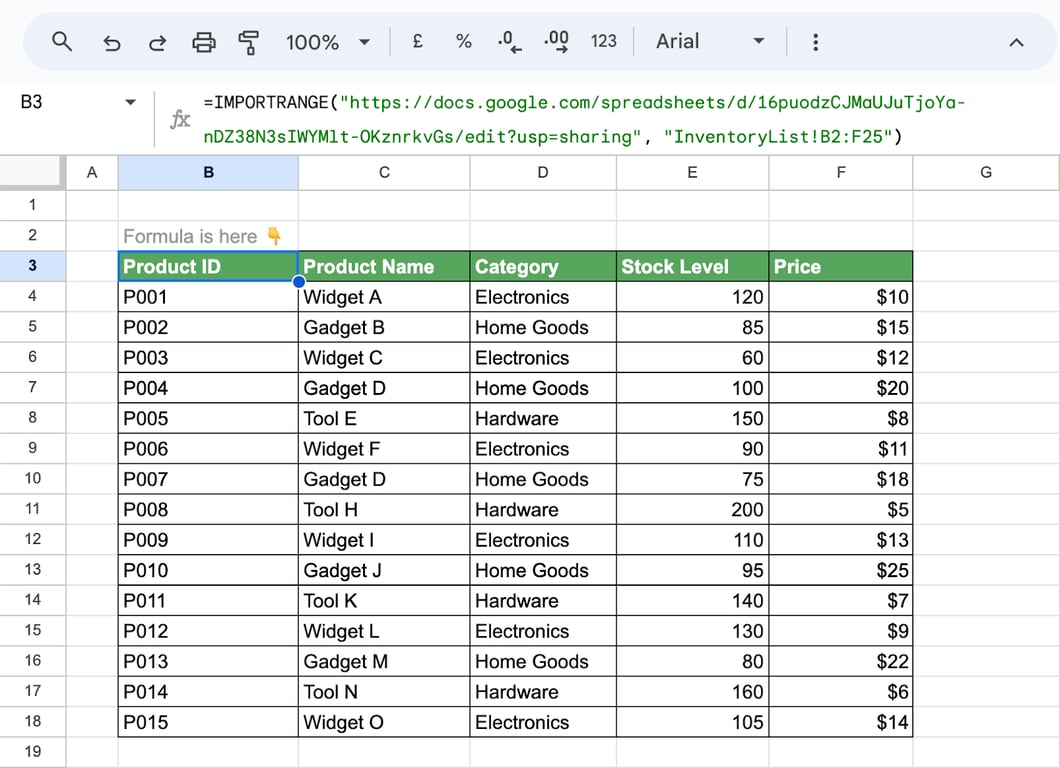 Using IMPORTRANGE in Google Sheets to sync data between different files in real time. i-border