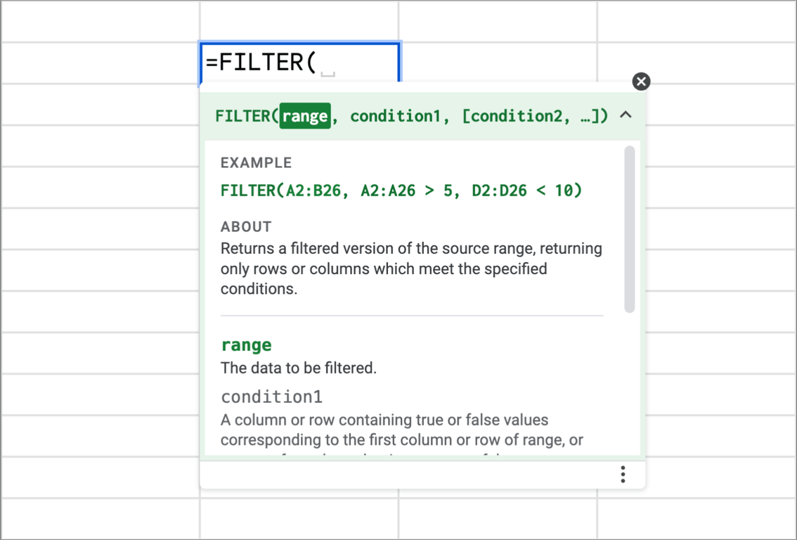 ARRAYFORMULA combined with the FILTER function in Google Sheets for dynamically filtering data based on conditions. i-border