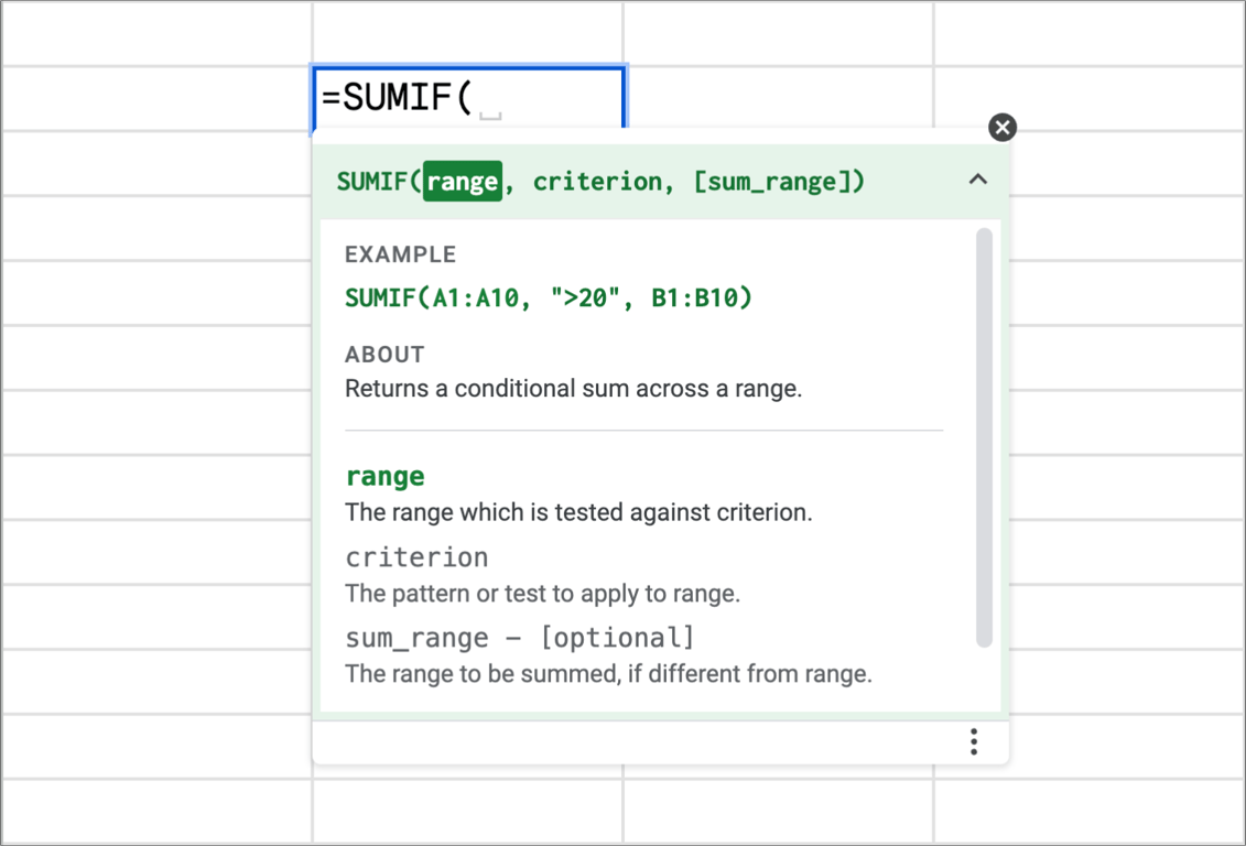 Using SUMIF within ARRAYFORMULA in Google Sheets to calculate conditional sums across data ranges. i-border