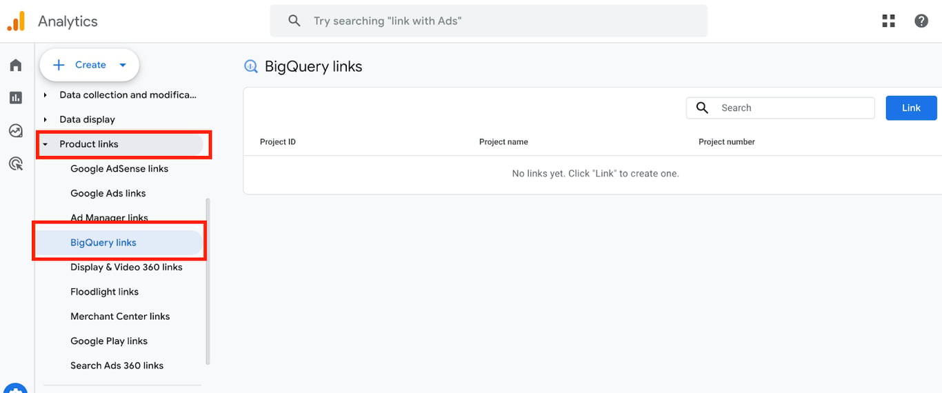 BigQuery export setup in Google Analytics, configuring user data export type for daily data sync. i-shadow