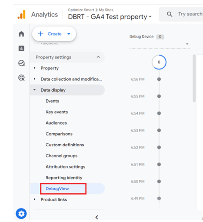 Google Analytics DebugView interface tracking get_user_data events, verifying client_id_custom property. i-shadow