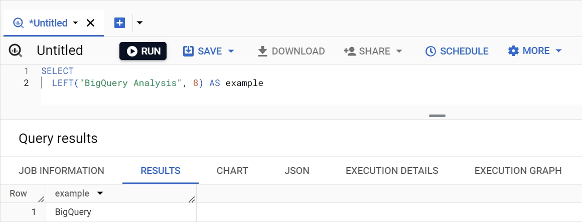 LEFT function in BigQuery, extracting a specified number of characters from the start of a string. i-shadow