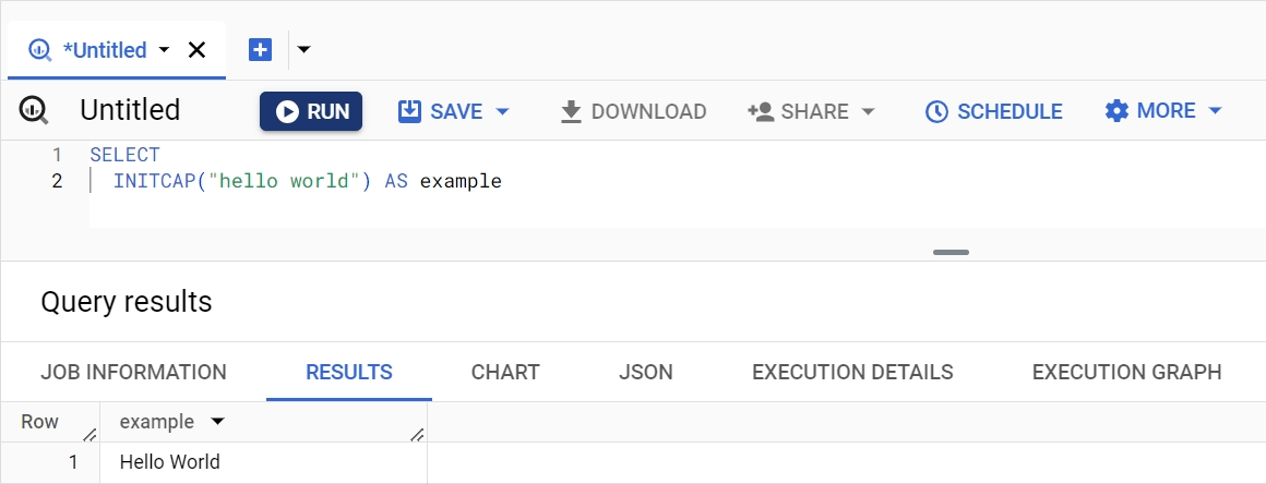 INITCAP function in BigQuery, capitalizing the first letter of each word in a string. i-shadow