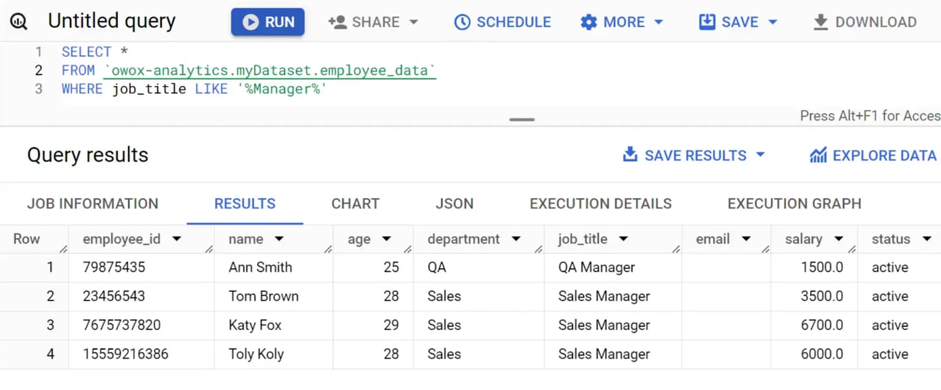 SQL query in using the WHERE clause for filtering text data