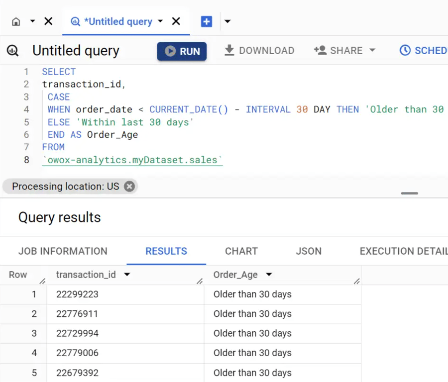 Using a CASE statement to compare dates in BigQuery.