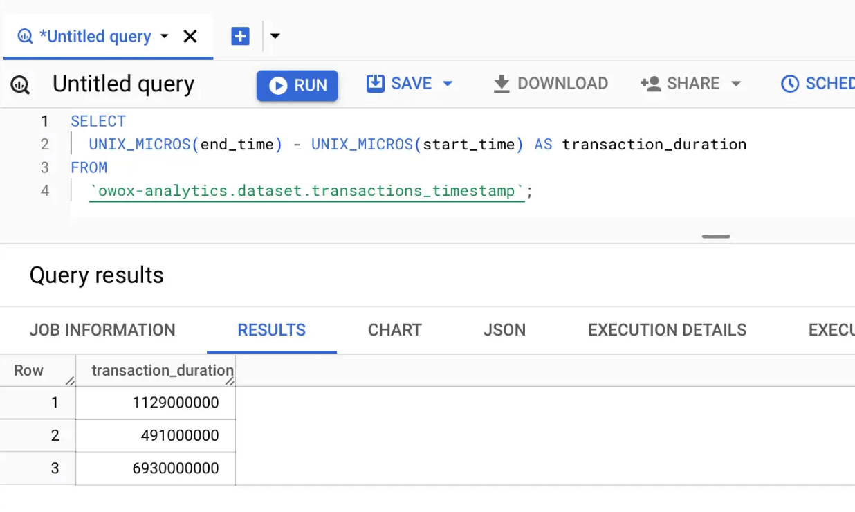 Highlights converting a timestamp to microseconds since the UNIX epoch using the UNIX_MICROS function.