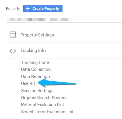 Google Analytics Admin page showing the User-ID option for associating users across different sessions and devices. i-shadow