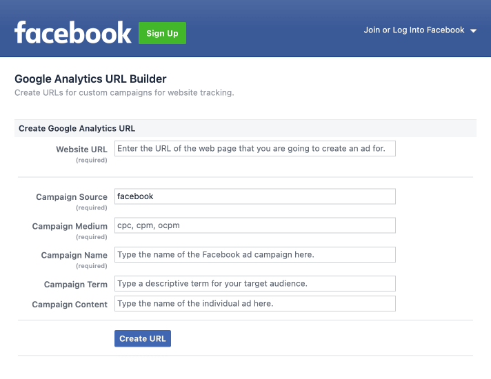 Facebook Google Analytics URL Builder simplifies UTM tracking but requires manual input, increasing error risks