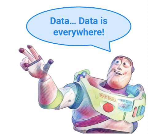 Buzz Lightyear saying “Data is everywhere,” showing how much data is collected online.