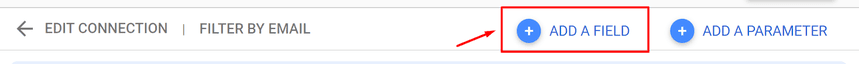 GA4 data source settings with options to add a new field or parameter for customization in data reports. i-shadow