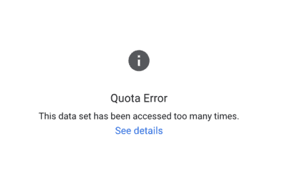 Quota error message stating the dataset has been accessed too many times in GA4 API. i-shadow