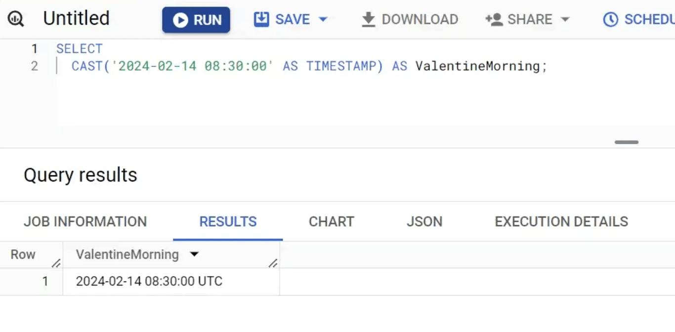 Converting data to TIMESTAMP format with an example in BigQuery. i-shadow
