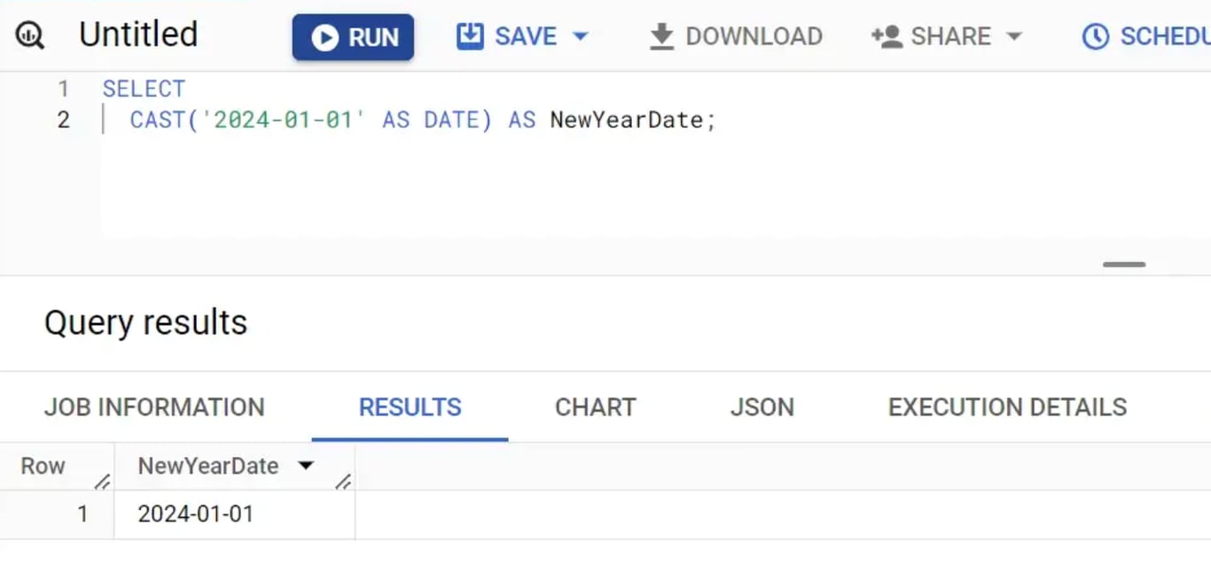 Converting values to DATE format using CAST with an example in BigQuery. i-shadow