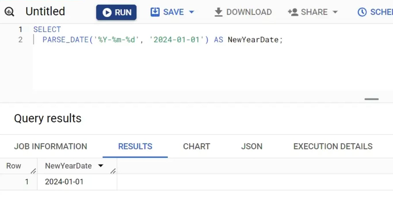 Applying PARSE_DATE to convert string into a valid DATE format in BigQuery.