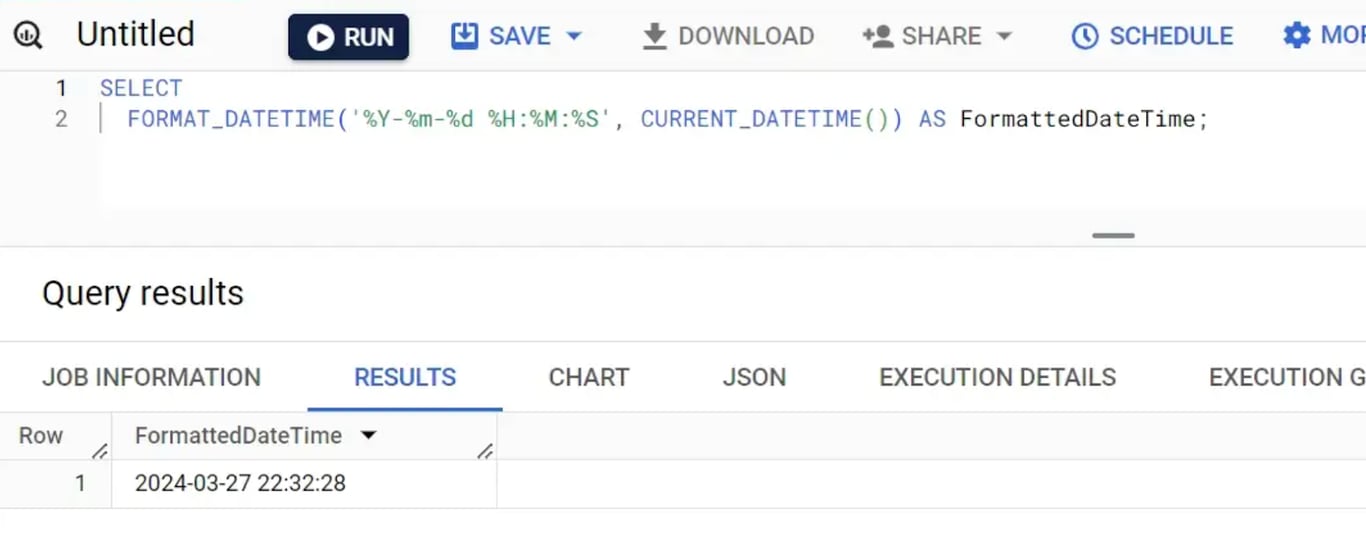 Formatting a datetime value for reporting and display using FORMAT_DATETIME