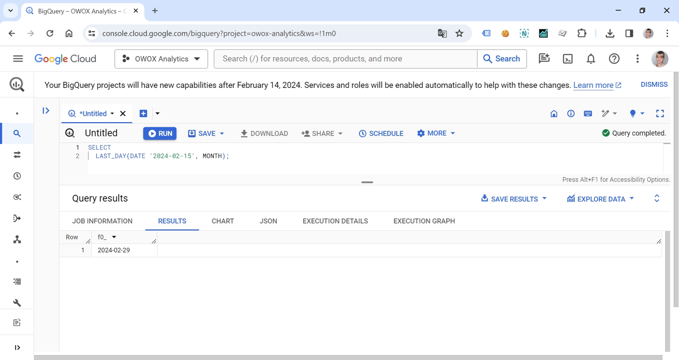 LAST_DAY in BigQuery, used to find the last day of the month for a specific date. i-shadow